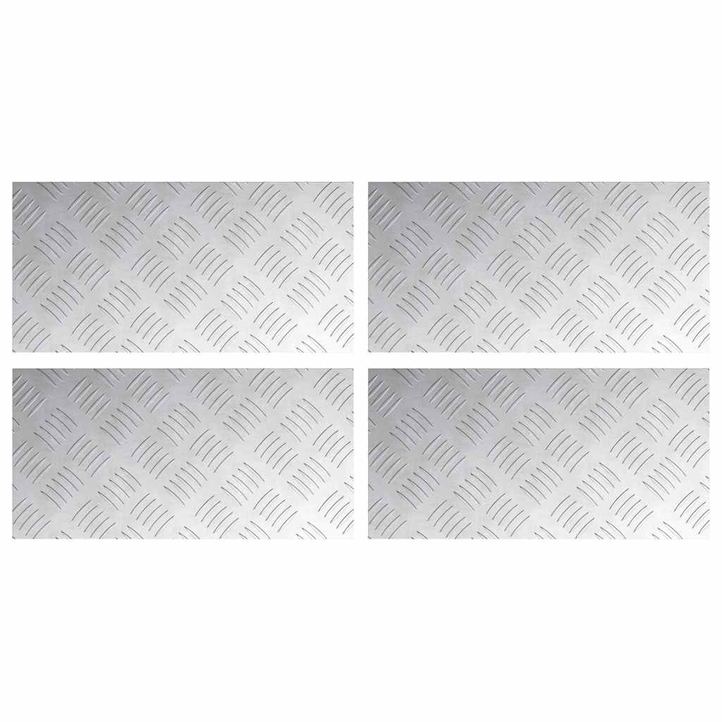 Checker Plates 4 pcs Silver 40 x 20 cm Aluminium