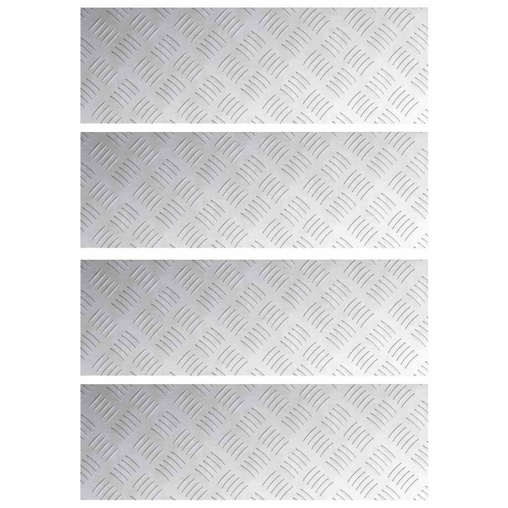 Checker Plates 4 pcs Silver 60 x 20 cm Aluminium