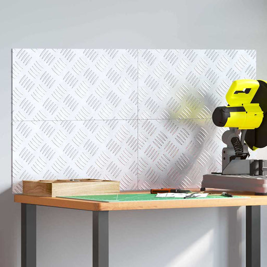 Checker Plates 4 pcs Silver 50 x 25 cm Aluminium