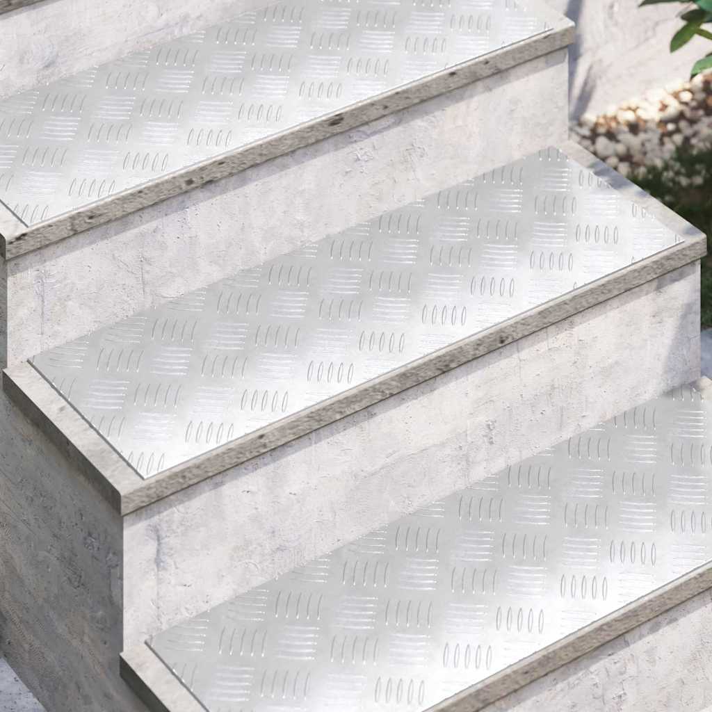 Checker Plates 4 pcs Silver 75 x 25 cm Aluminium