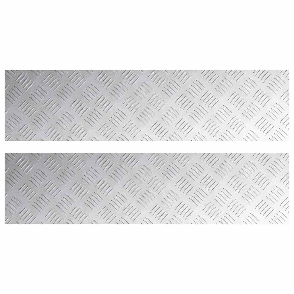 Checker Plates 2 pcs Silver 100 x 25 cm Aluminium