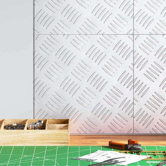 Checker Plates 4 pcs Silver 30 x 30 cm Aluminium