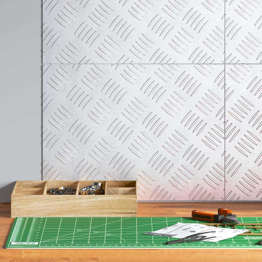 Checker Plates 4 pcs Silver 40 x 30 cm Aluminium