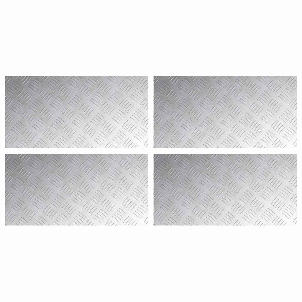 Checker Plates 4 pcs Silver 60 x 30 cm Aluminium