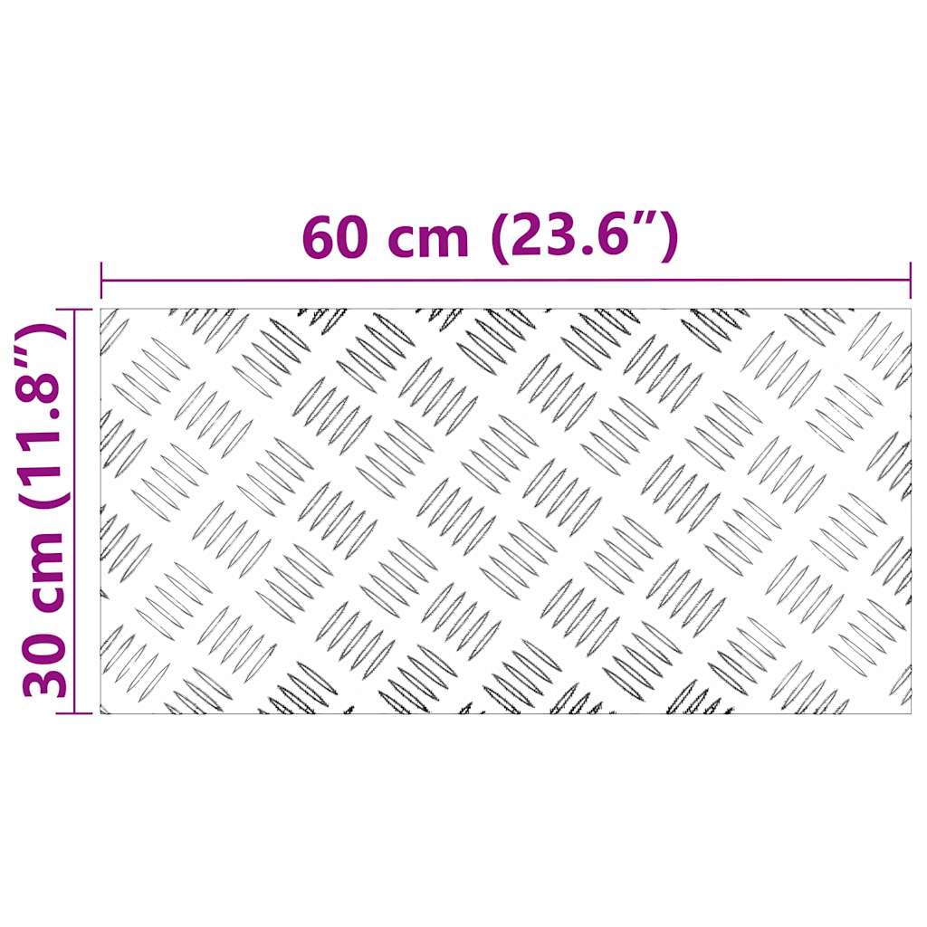 Checker Plates 4 pcs Silver 60 x 30 cm Aluminium