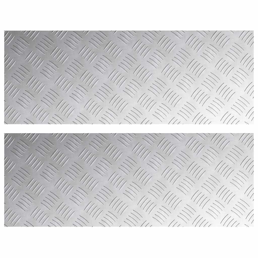 Checker Plates 2 pcs Silver 80 x 30 cm Aluminium