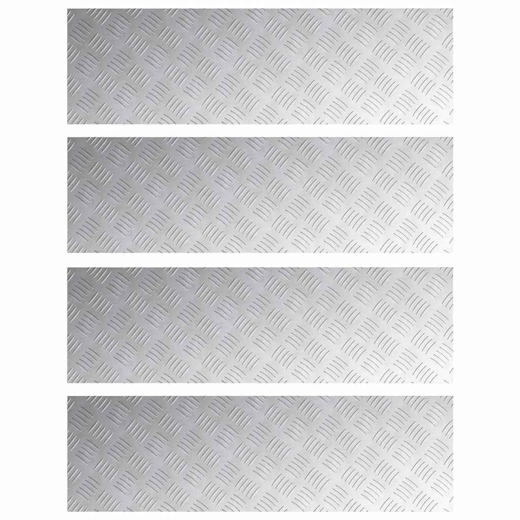 Checker Plates 4 pcs Silver 100 x 30 cm Aluminium