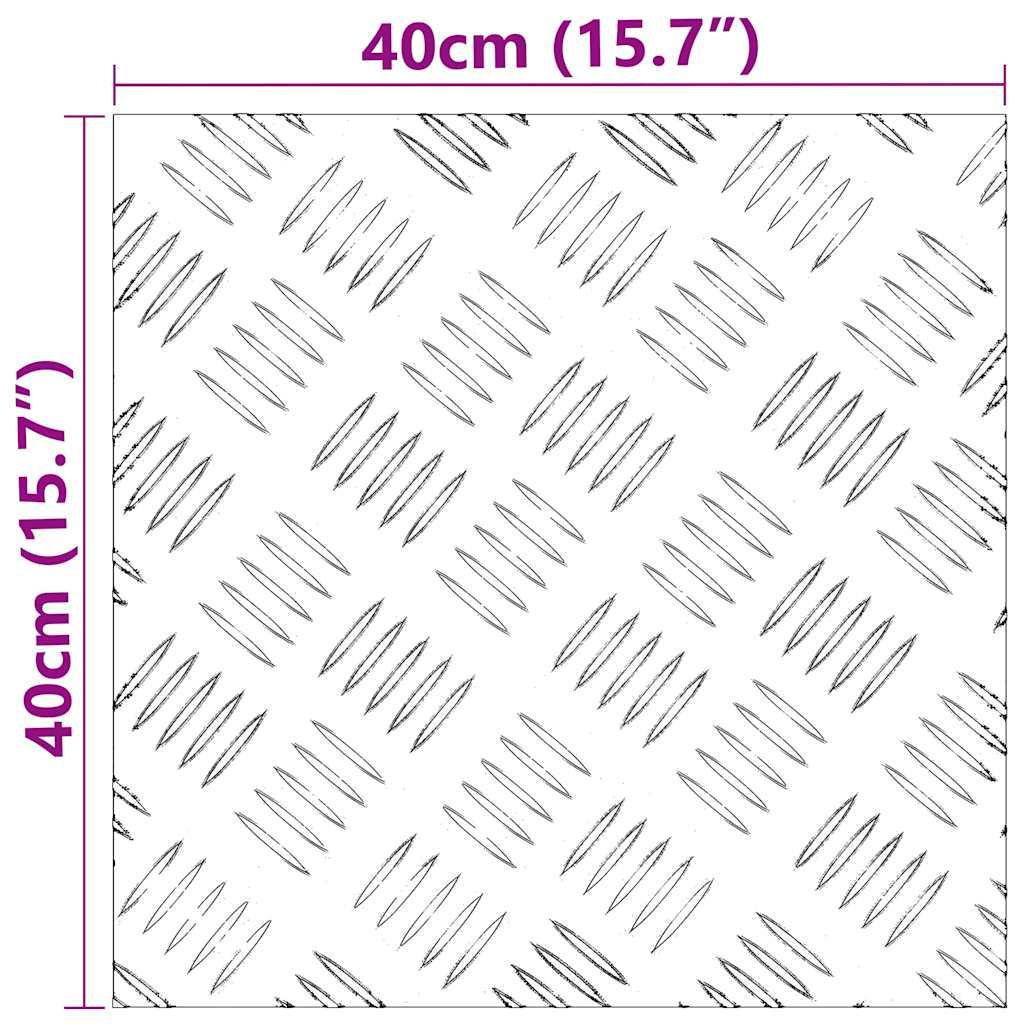 Checker Plates 4 pcs Silver 40 x 40 cm Aluminium