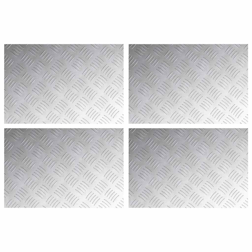Checker Plates 4 pcs Silver 60 x 40 cm Aluminium