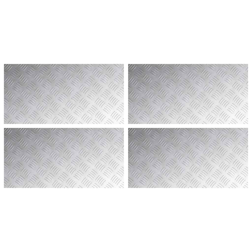 Checker Plates 4 pcs Silver 80 x 40 cm Aluminium