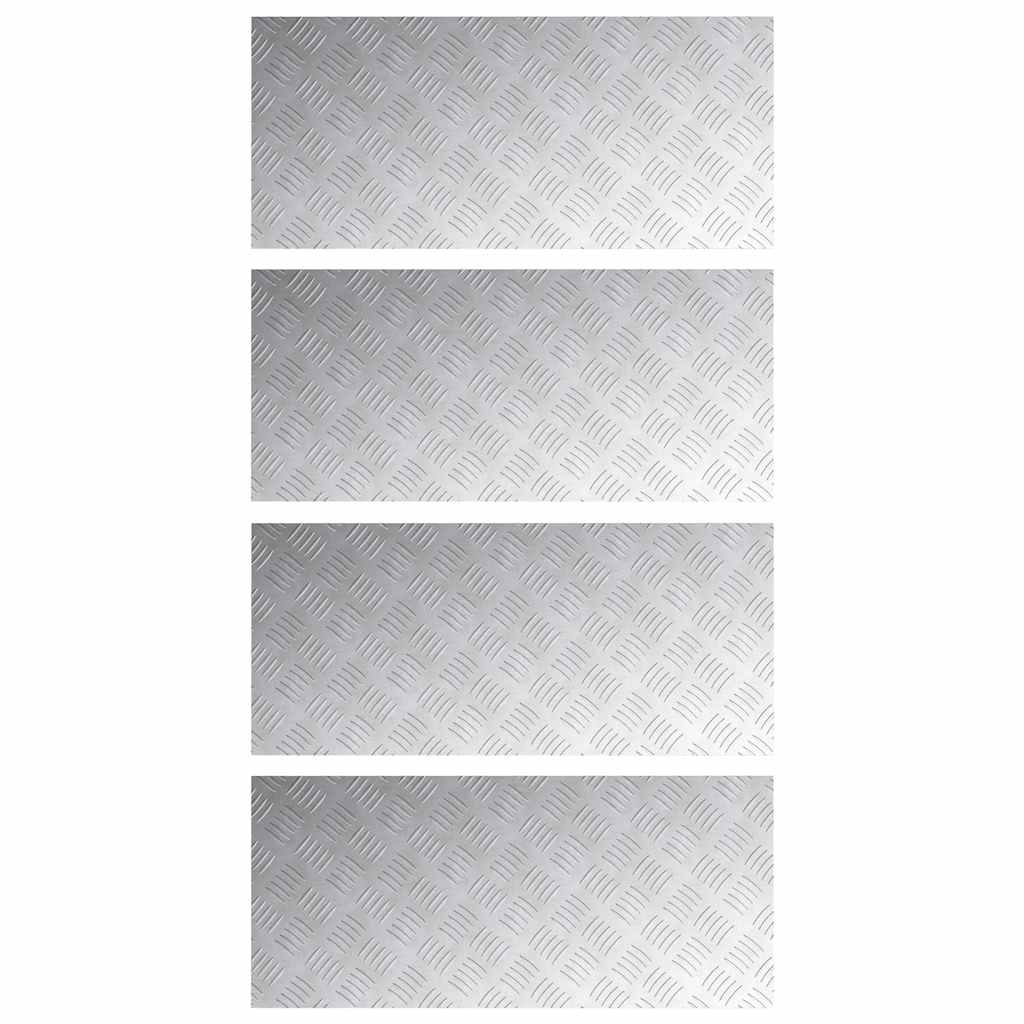Checker Plates 4 pcs Silver 90 x 40 cm Aluminium