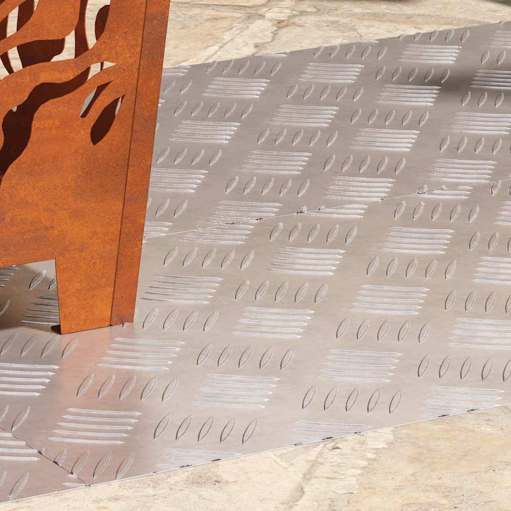 Checker Plates 4 pcs Silver 100 x 40 cm Aluminium