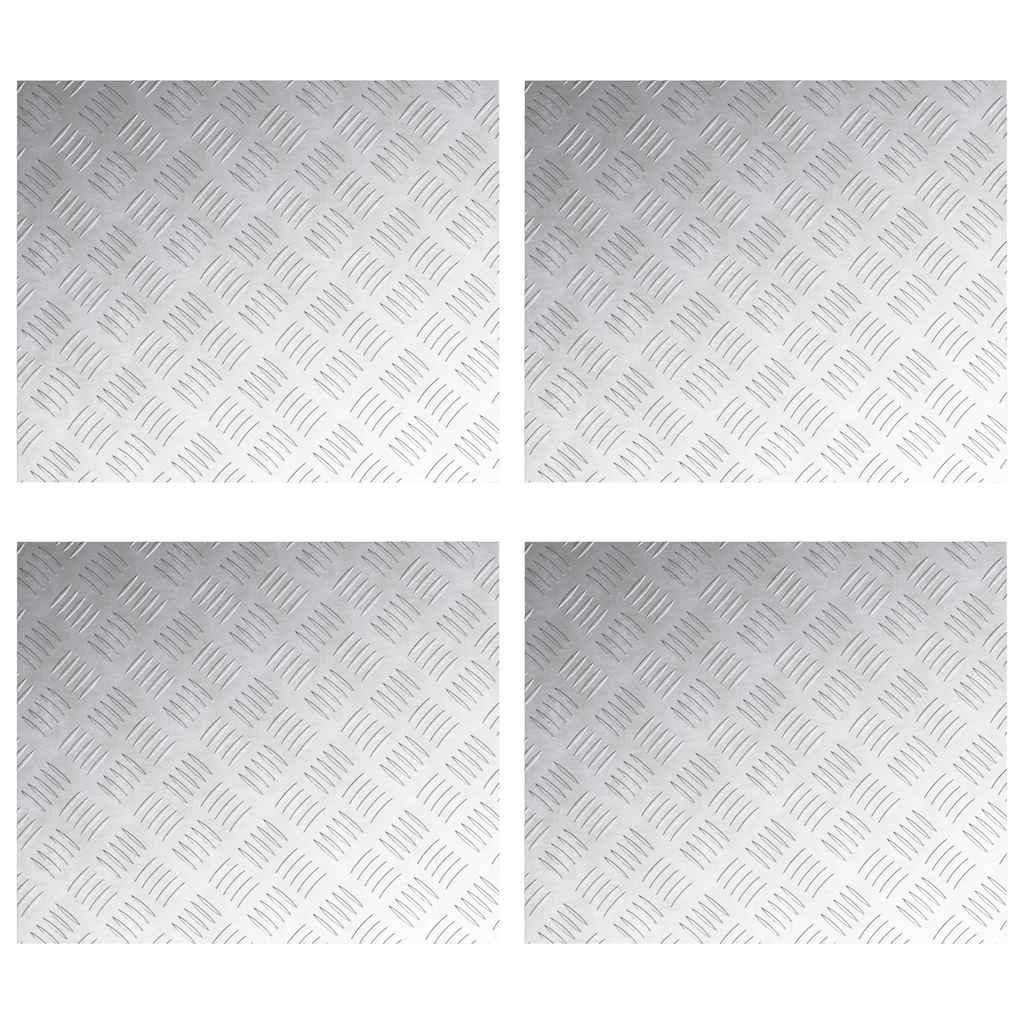 Checker Plates 4 pcs Silver 60 x 50 cm Aluminium