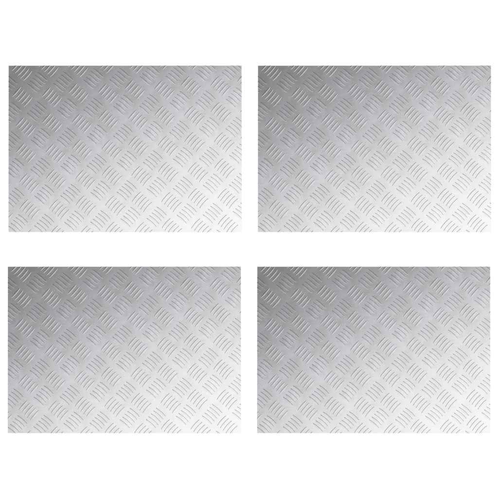 Checker Plates 4 pcs Silver 70 x 50 cm Aluminium