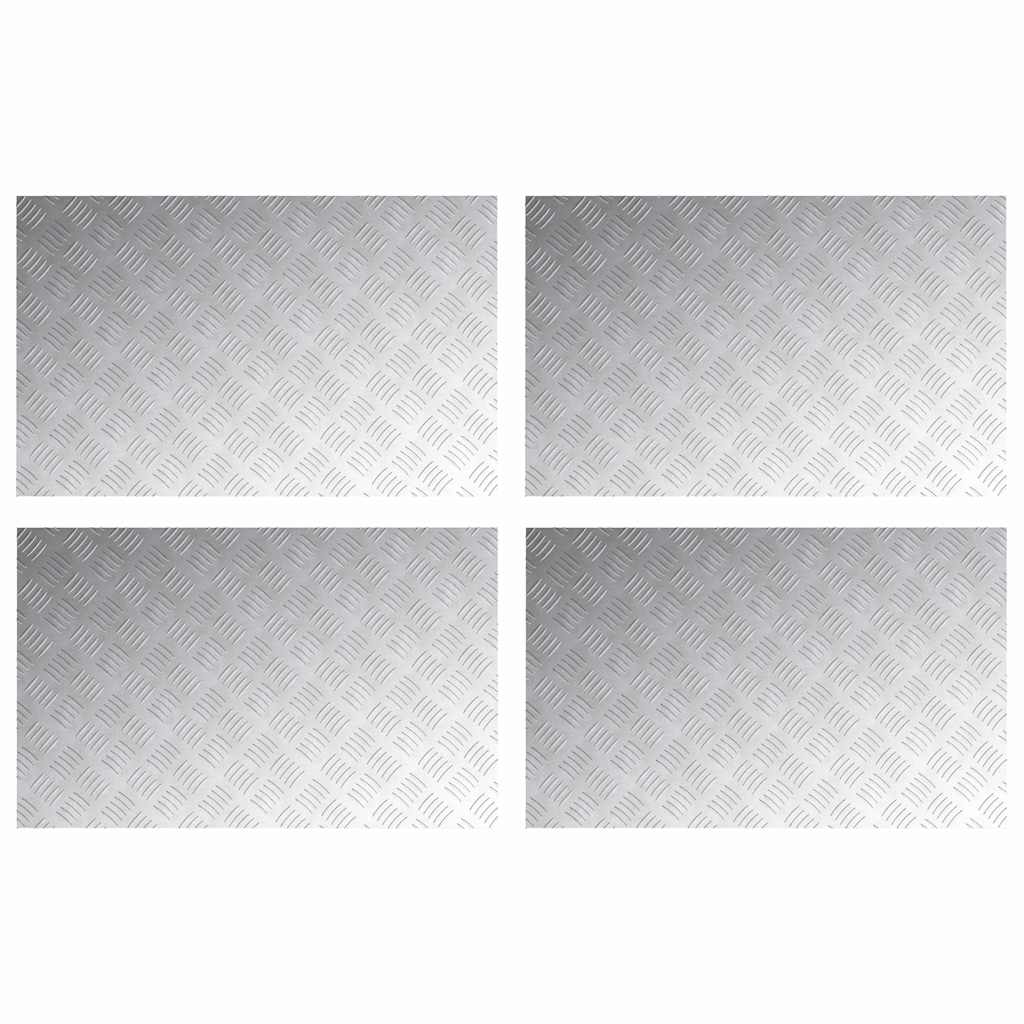 Checker Plates 4 pcs Silver 80 x 50 cm Aluminium