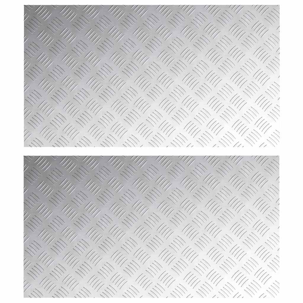 Checker Plates 2 pcs Silver 90 x 50 cm Aluminium