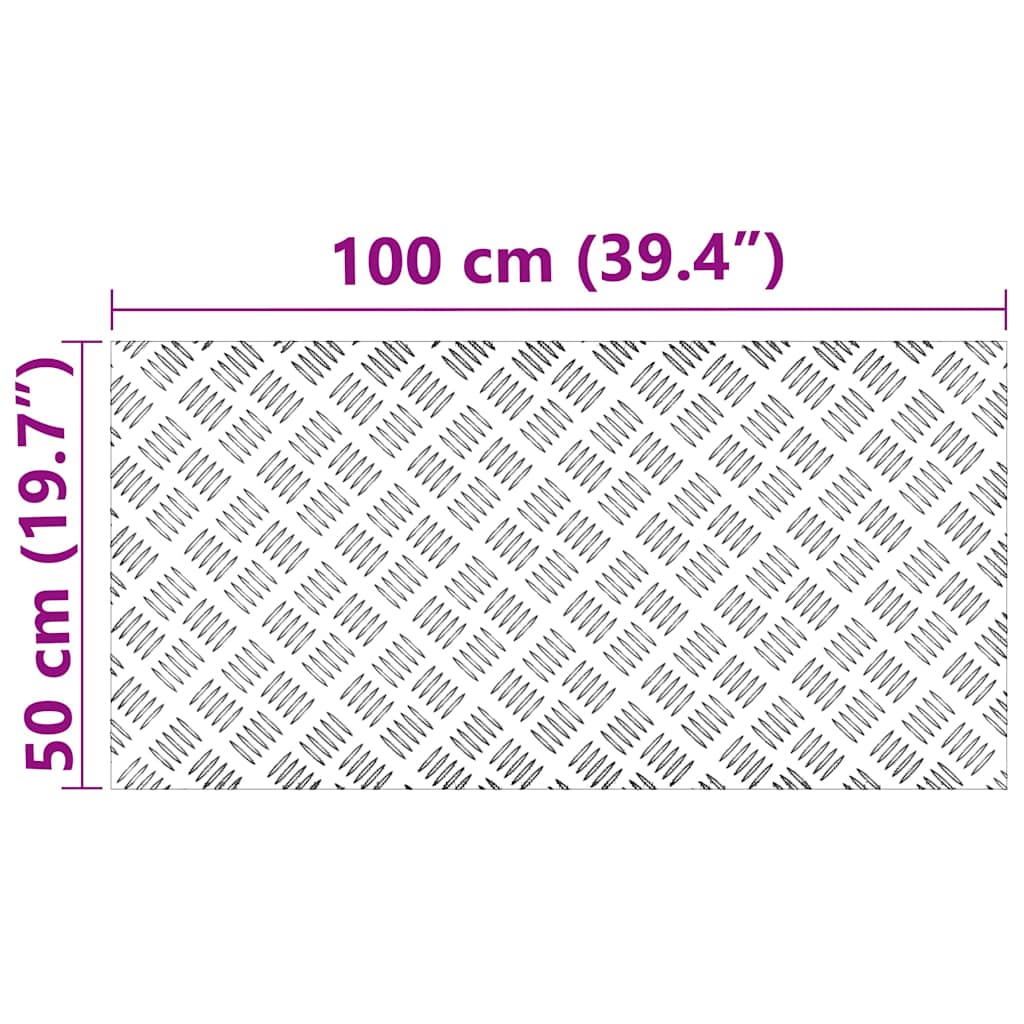 Checker Plates 4 pcs Silver 100 x 50 cm Aluminium