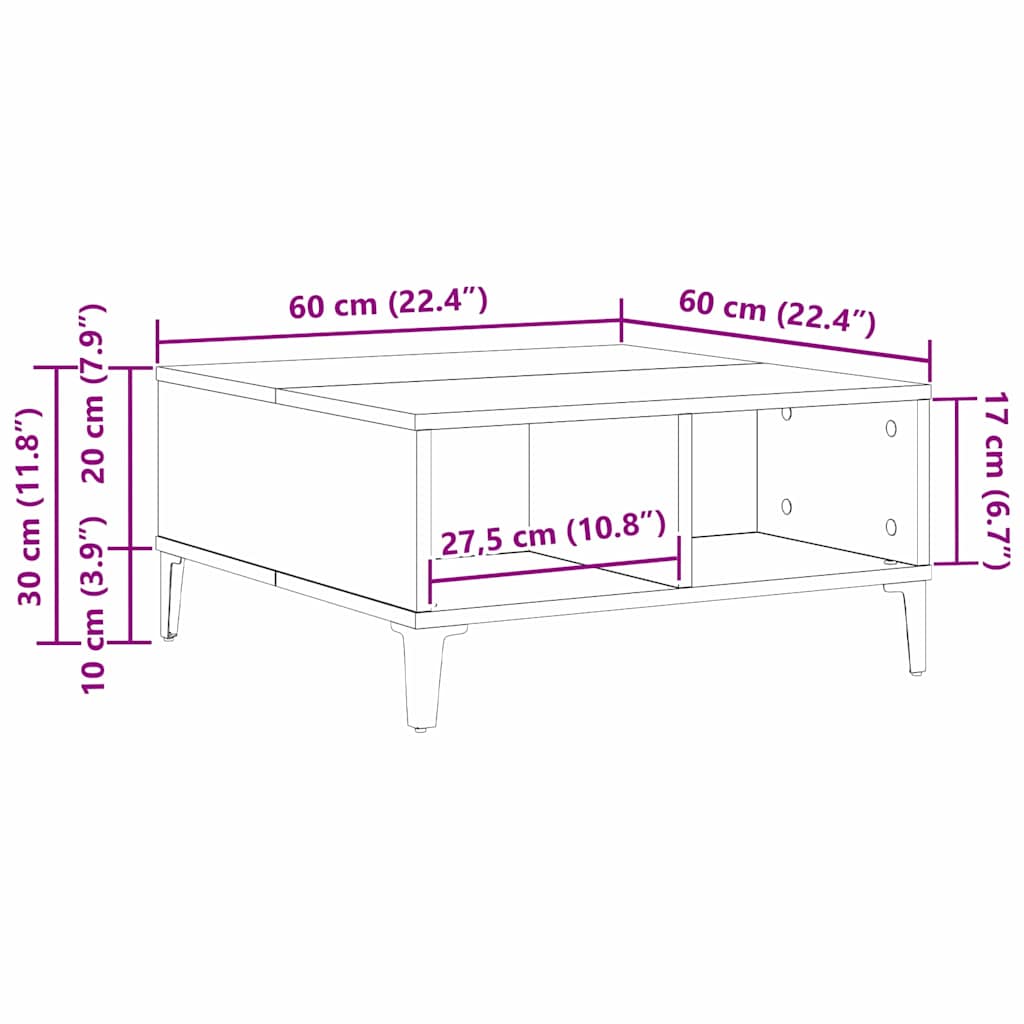 Coffee Table Old wood 60 x 60 x 30 cm Engineered wood