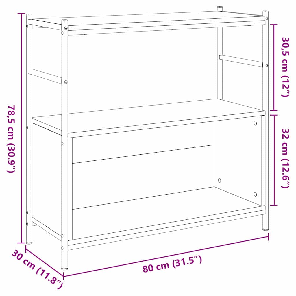 Bookshelf Smoked oak 80 x 30 x 78.5 cm Engineered Wood