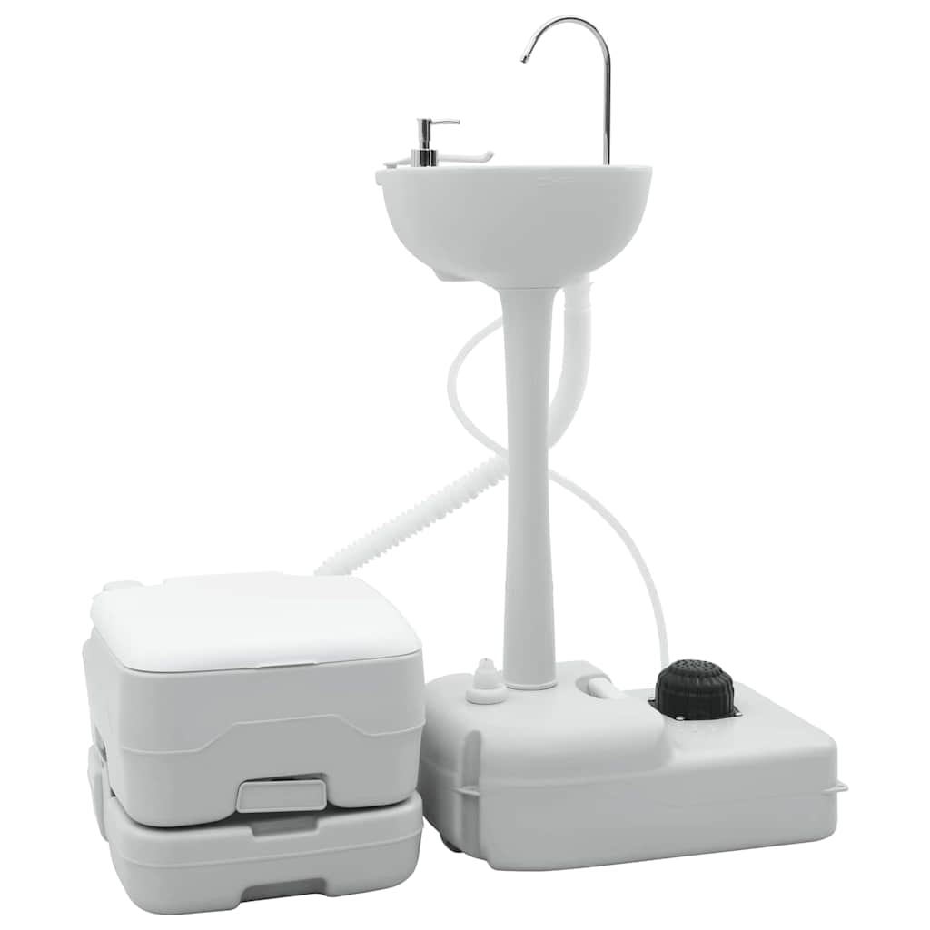 Camping Toilet 2 pcs Grey and White 50.5 x 33 x 103 cm