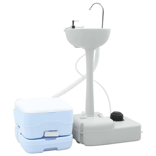 Camping Toilet 2 pcs Blue and White 50.5 x 33 x 103 cm