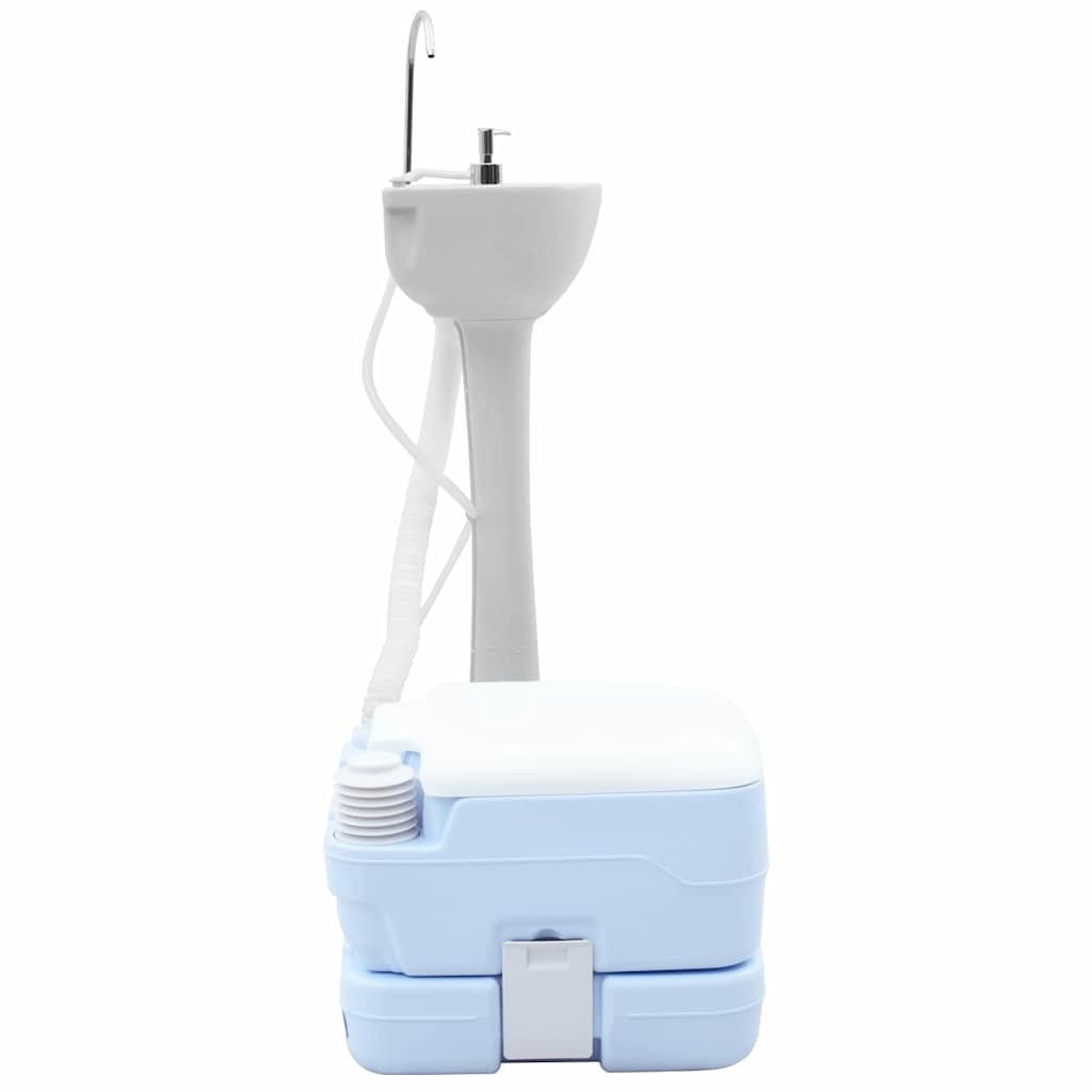 Camping Toilet 2 pcs Blue and White 50.5 x 33 x 103 cm