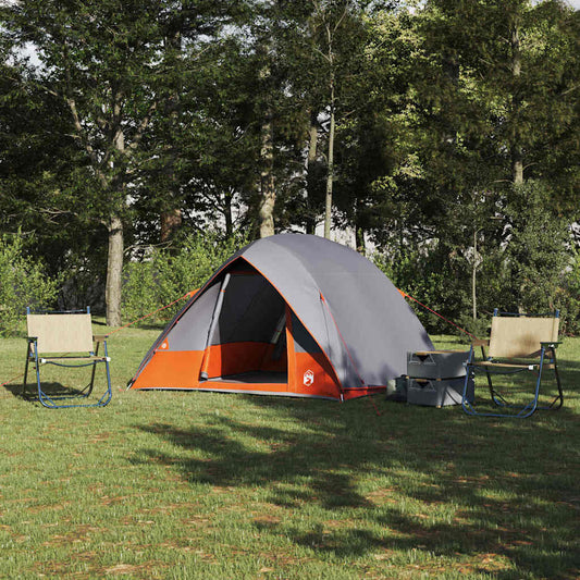 Camping Tent Grey and orange 320 x 275 x 190 cm Polyester