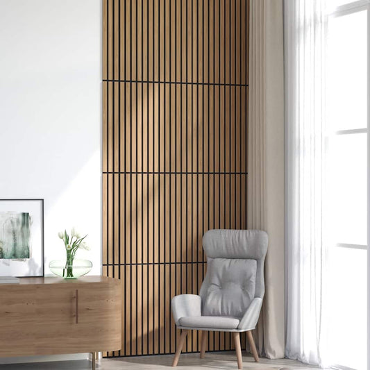 Acoustic Wall Panels 8 pcs Slatted 60.5x60 cm Oak Veneer