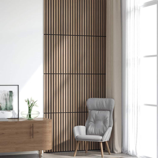Acoustic Wall Panels 8 pcs Slatted 60.5x60 cm Oak Veneer