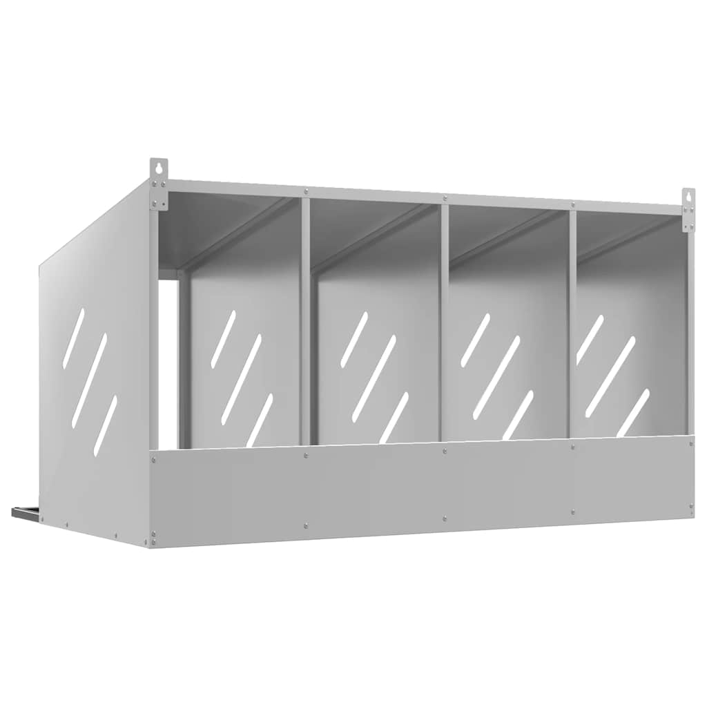 Chicken Nesting Box with 4 Compartments Galvanized Silver Metal