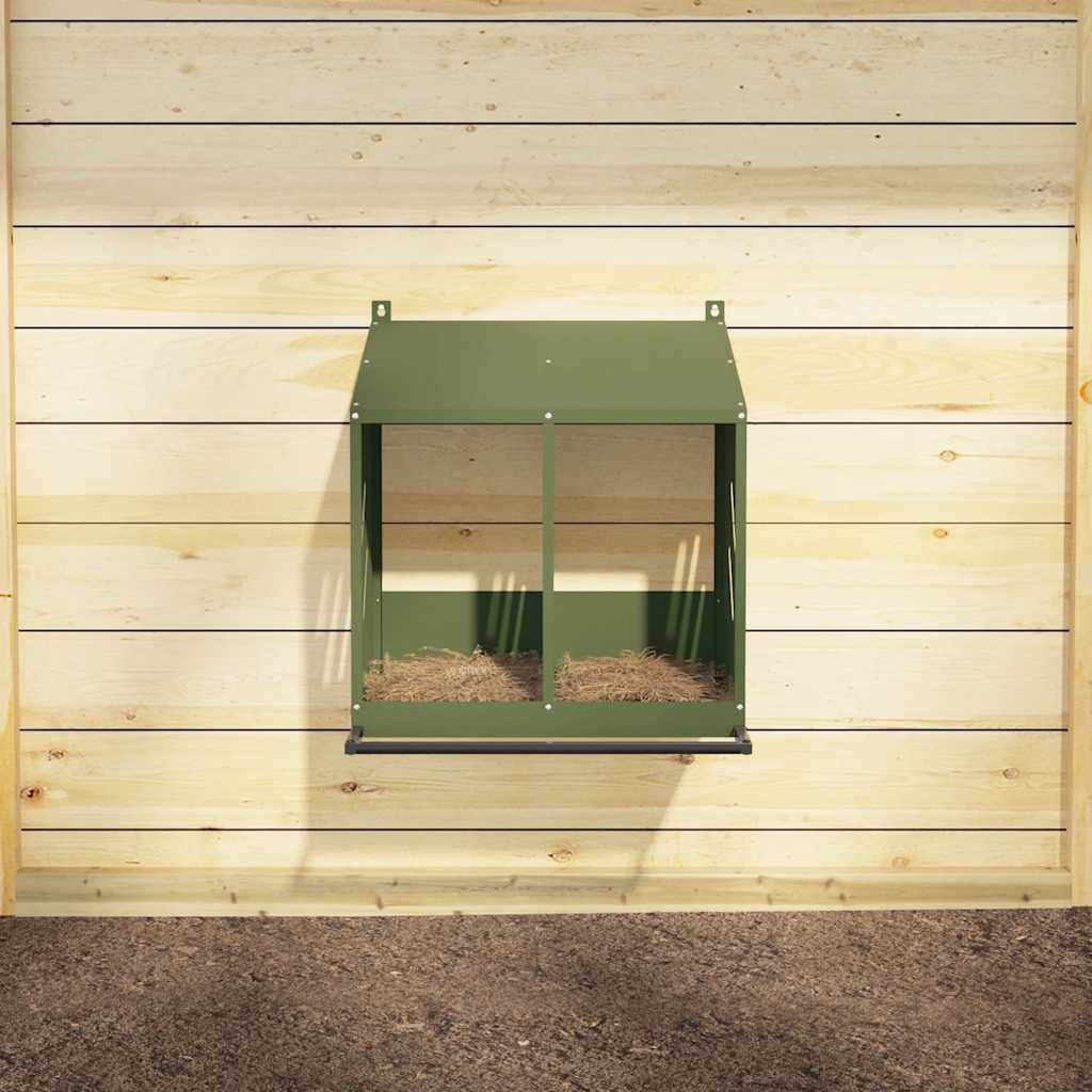 Chicken Nesting Box with 2 Compartments Olive Green Metal