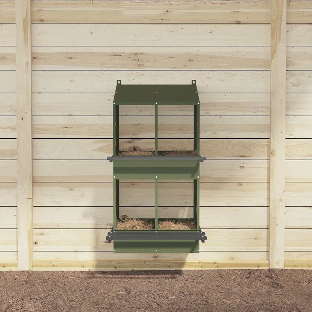 Chicken Nesting Box with 4 Compartments Olive Green Metal