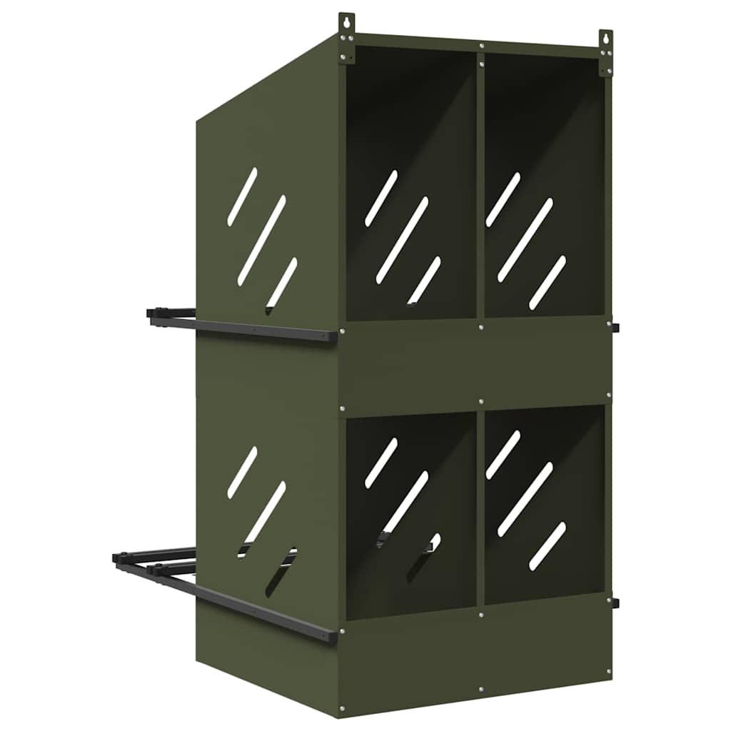 Chicken Nesting Box with 4 Compartments Olive Green Metal