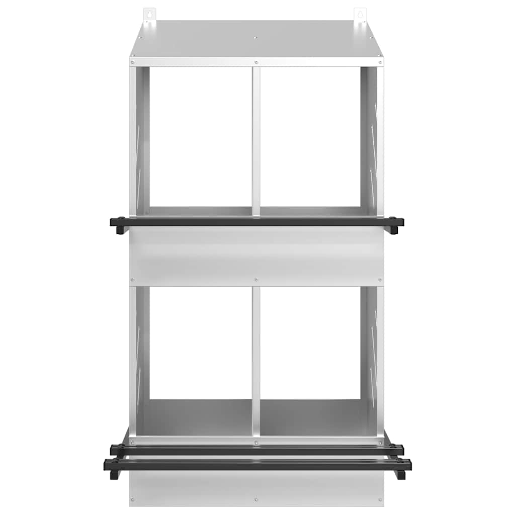 Chicken Nesting Box with 4 Compartments Galvanized Silver Metal