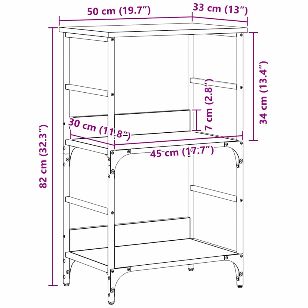 Bookshelf Black oak 50 x 33 x 82 cm Engineered Wood
