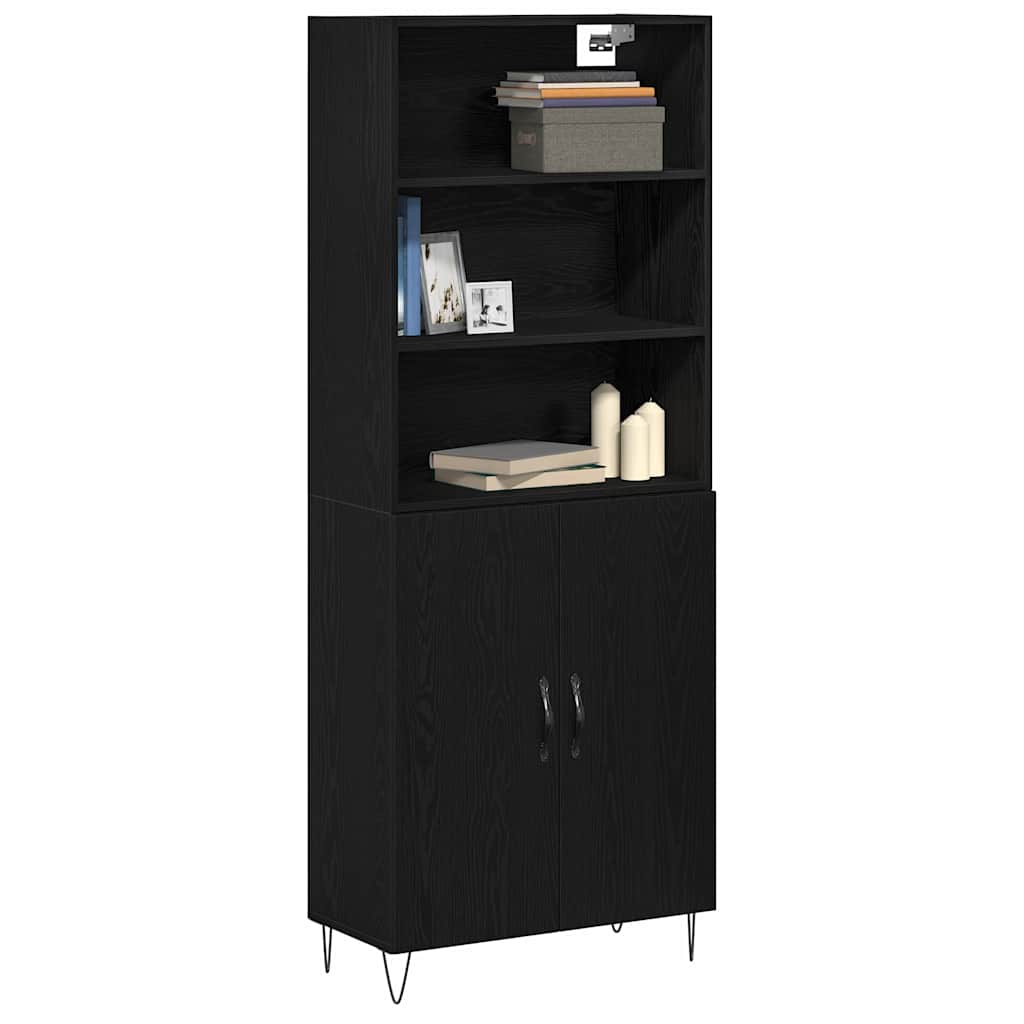 Highboard 2 pcs Black oak 70 x 34 x 180 cm Engineered wood