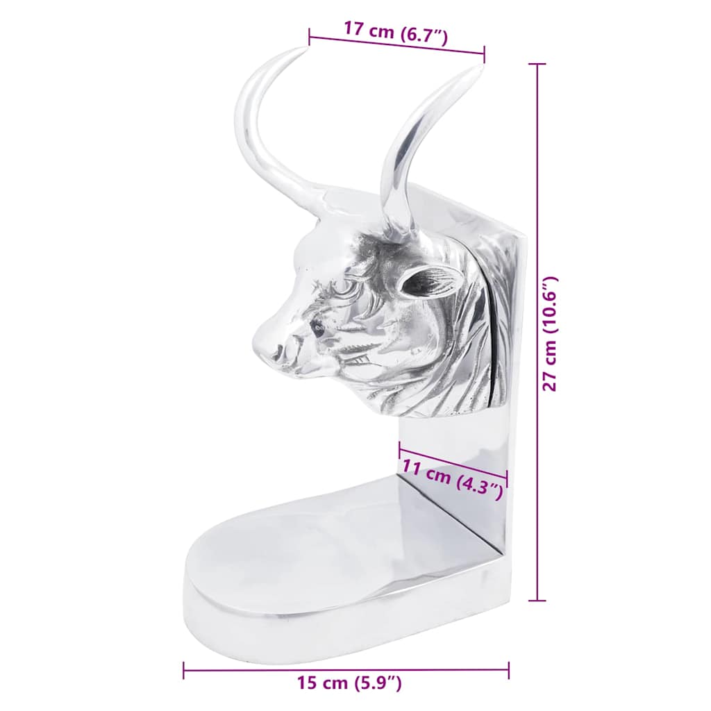 Bookends 2 pcs Silver 17 x 15 x 27 cm Aluminium