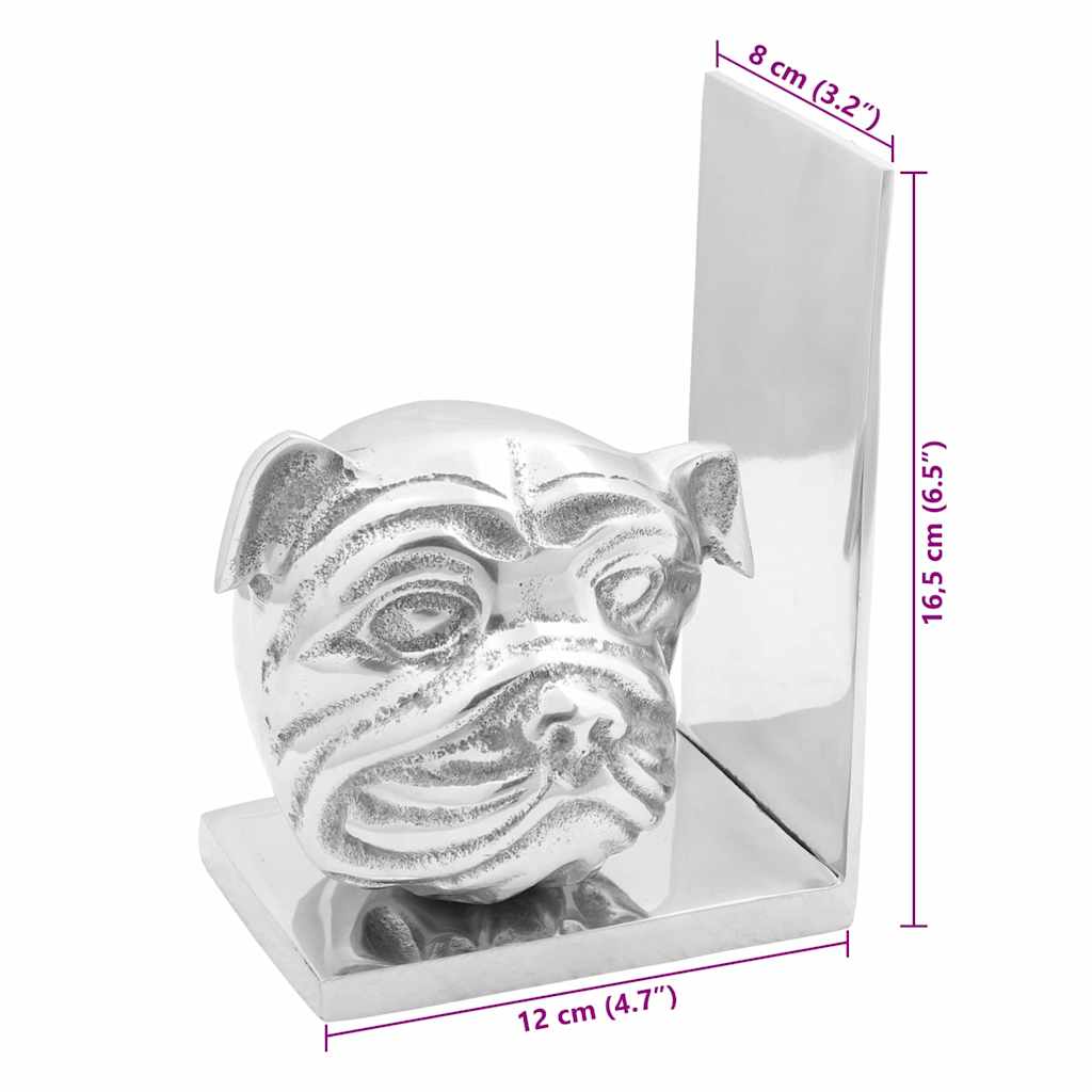 Bookends 2 pcs Silver 8 x 12 x 16.5 cm Aluminium