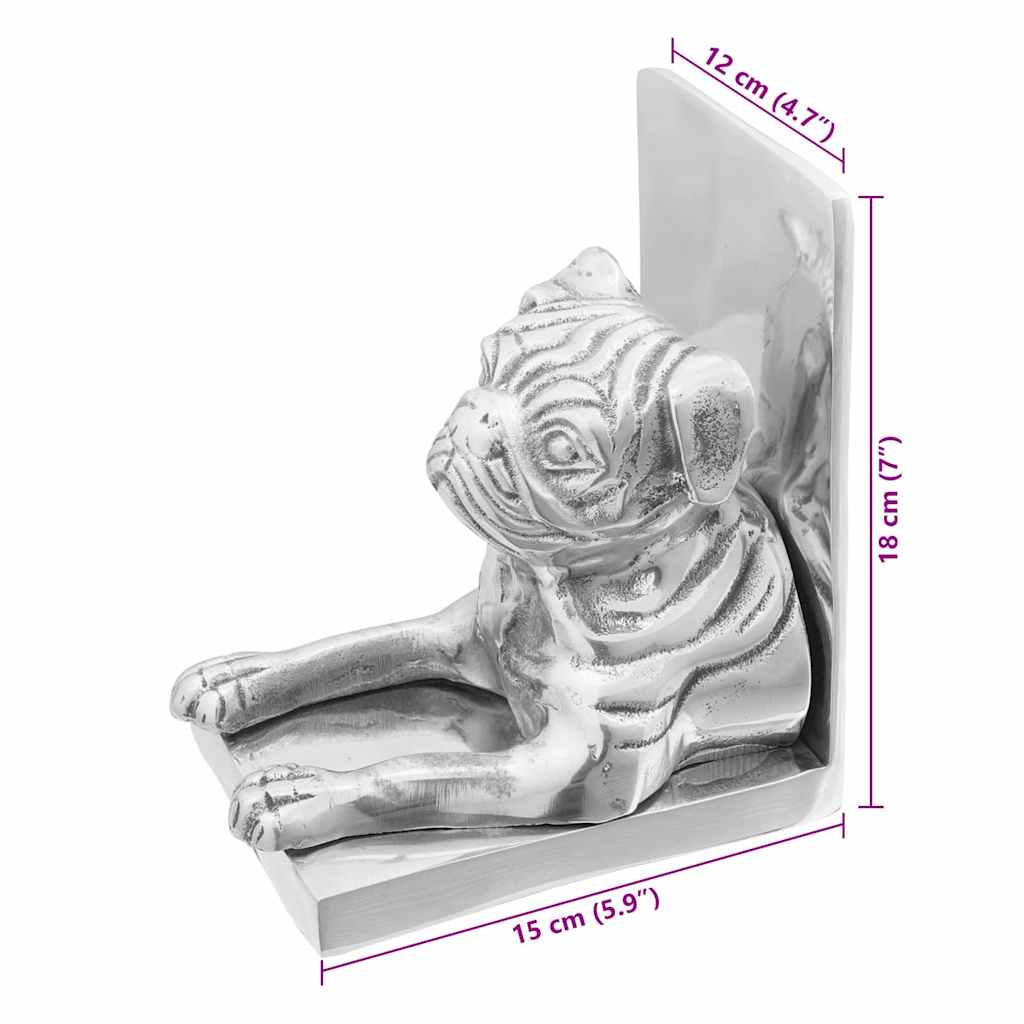 Bookends 2 pcs Silver 12 x 15 x 18 cm Aluminium