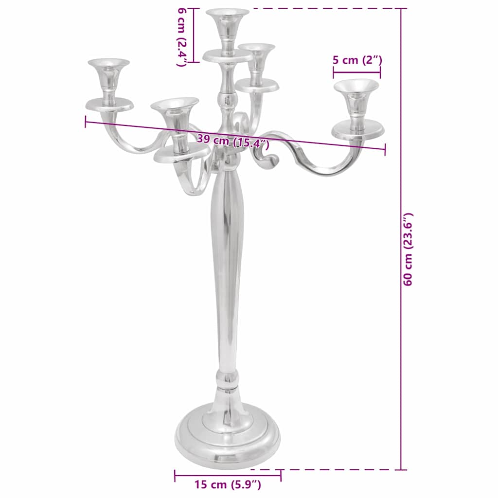 Candle Holder Silver 39 x 39 x 60 cm Aluminium