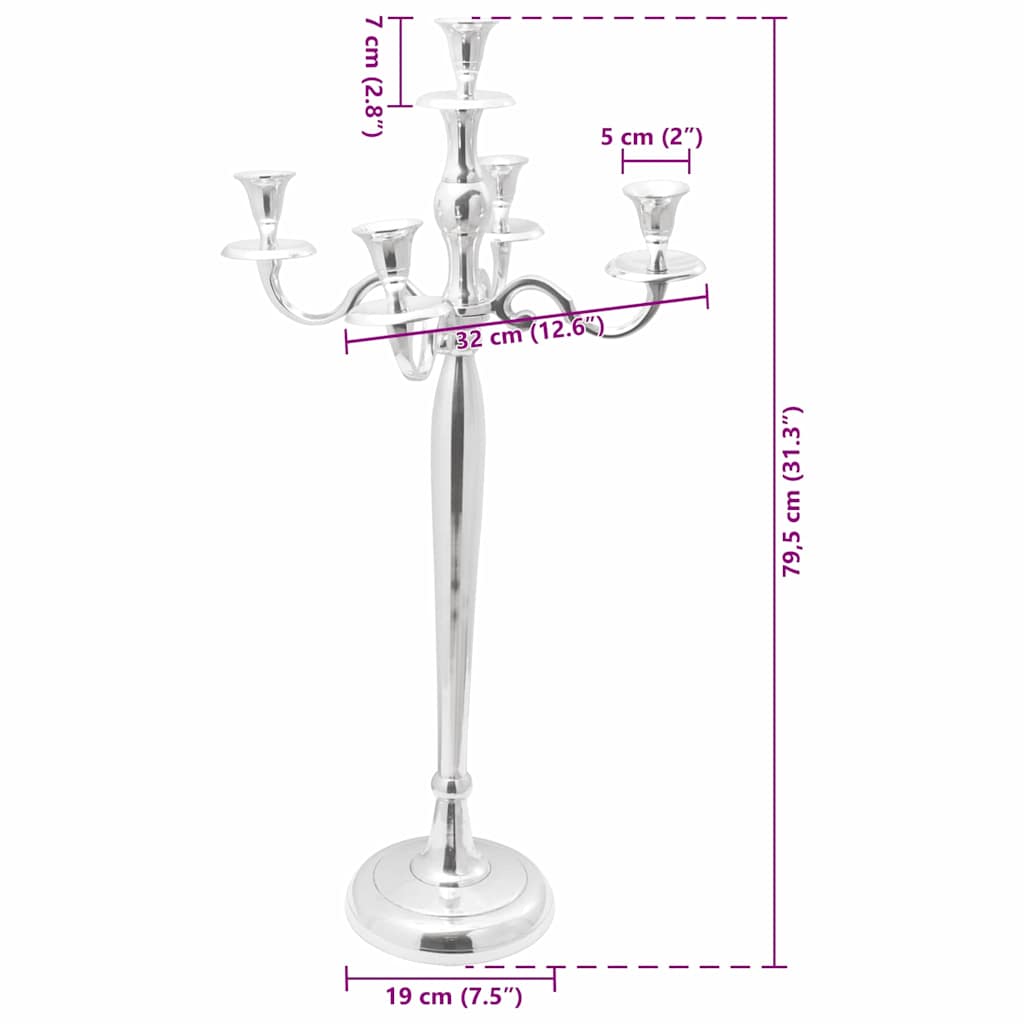 Candle Holder Silver 32 x 32 x 79.5 cm Aluminium