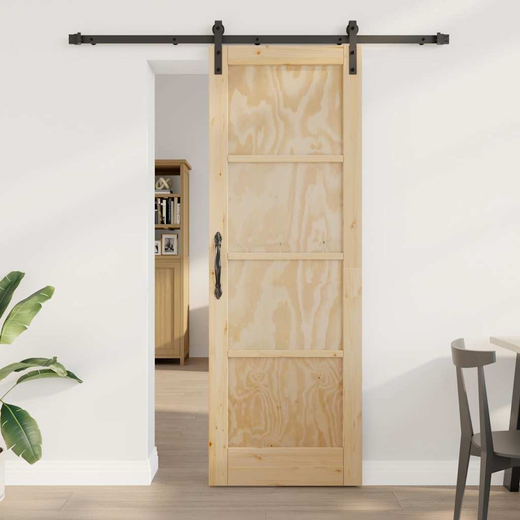 Sliding Door Manual Natural and black 73.5 x 211 cm