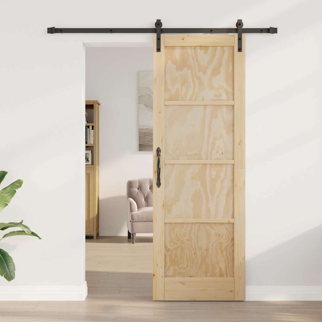 Sliding Door Manual Natural and black 73.5 x 211 cm