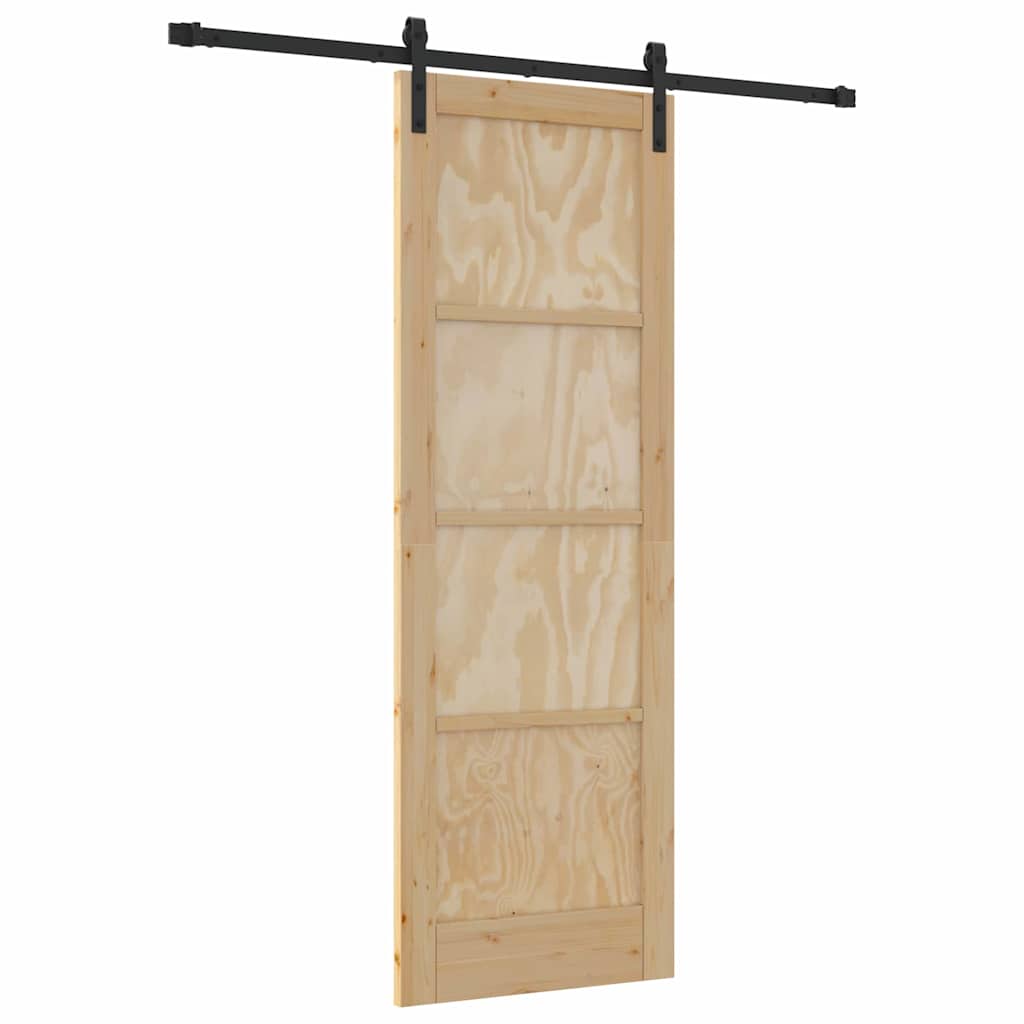 Sliding Door Manual Natural and black 73.5 x 211 cm