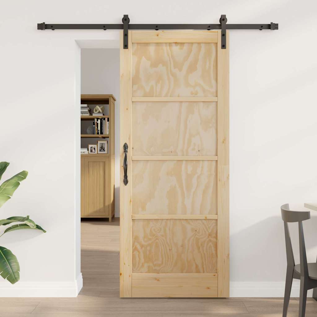 Sliding Door Manual Natural and black 83 x 202 cm