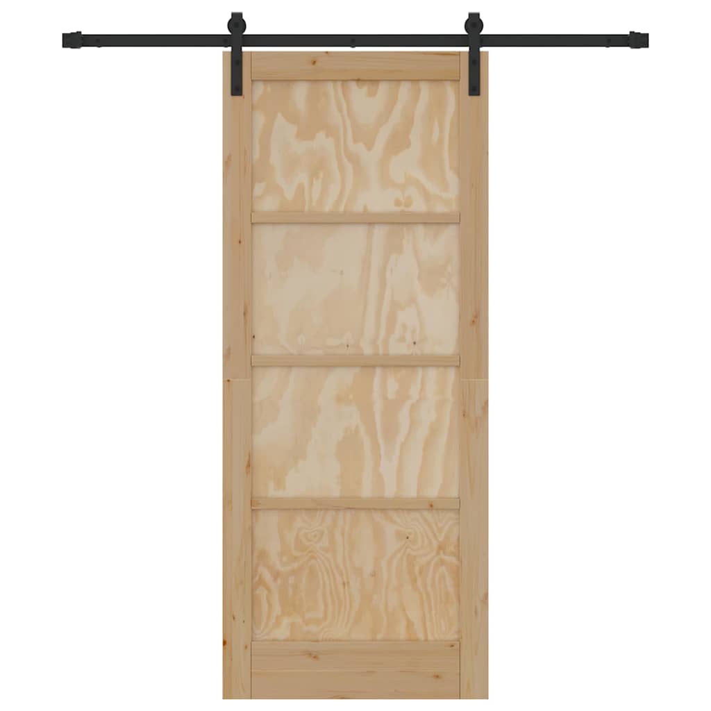 Sliding Door Manual Natural and black 83 x 202 cm
