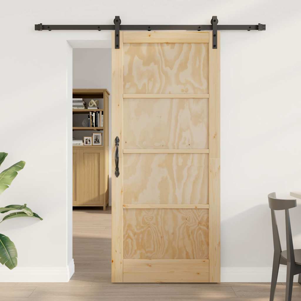 Sliding Door Manual Natural and black 86 x 198.5 cm