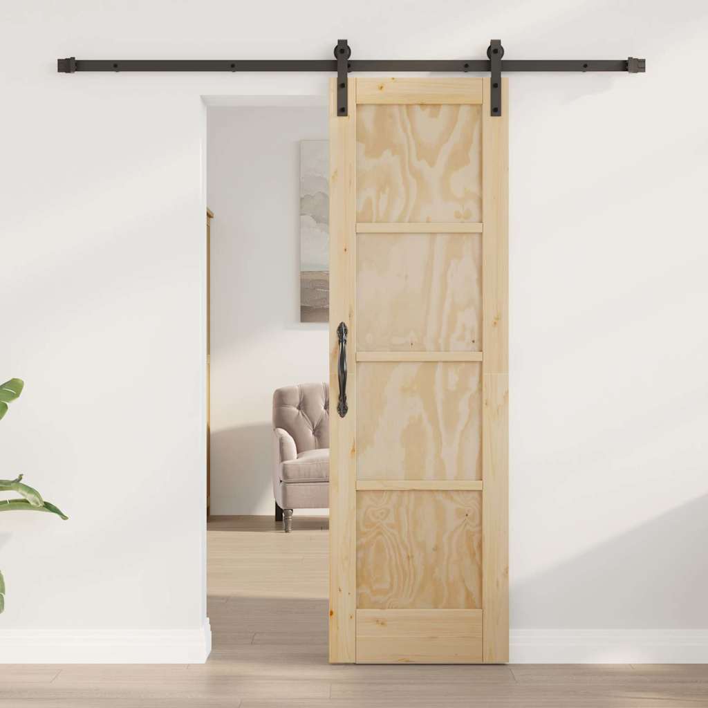 Sliding Door Manual Natural and black 61 x 198.5 cm