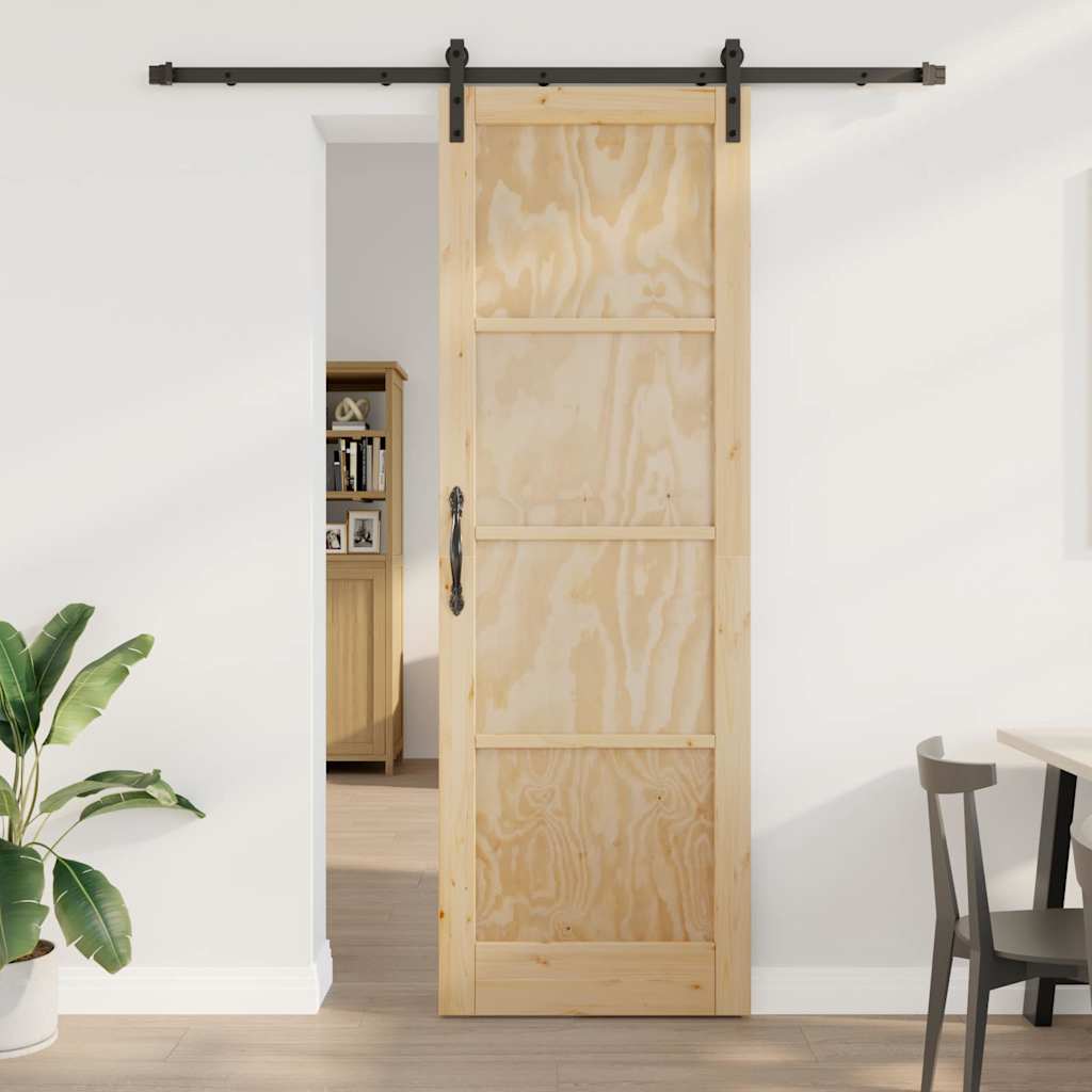 Sliding Door Manual Natural and black 78 x 232 cm
