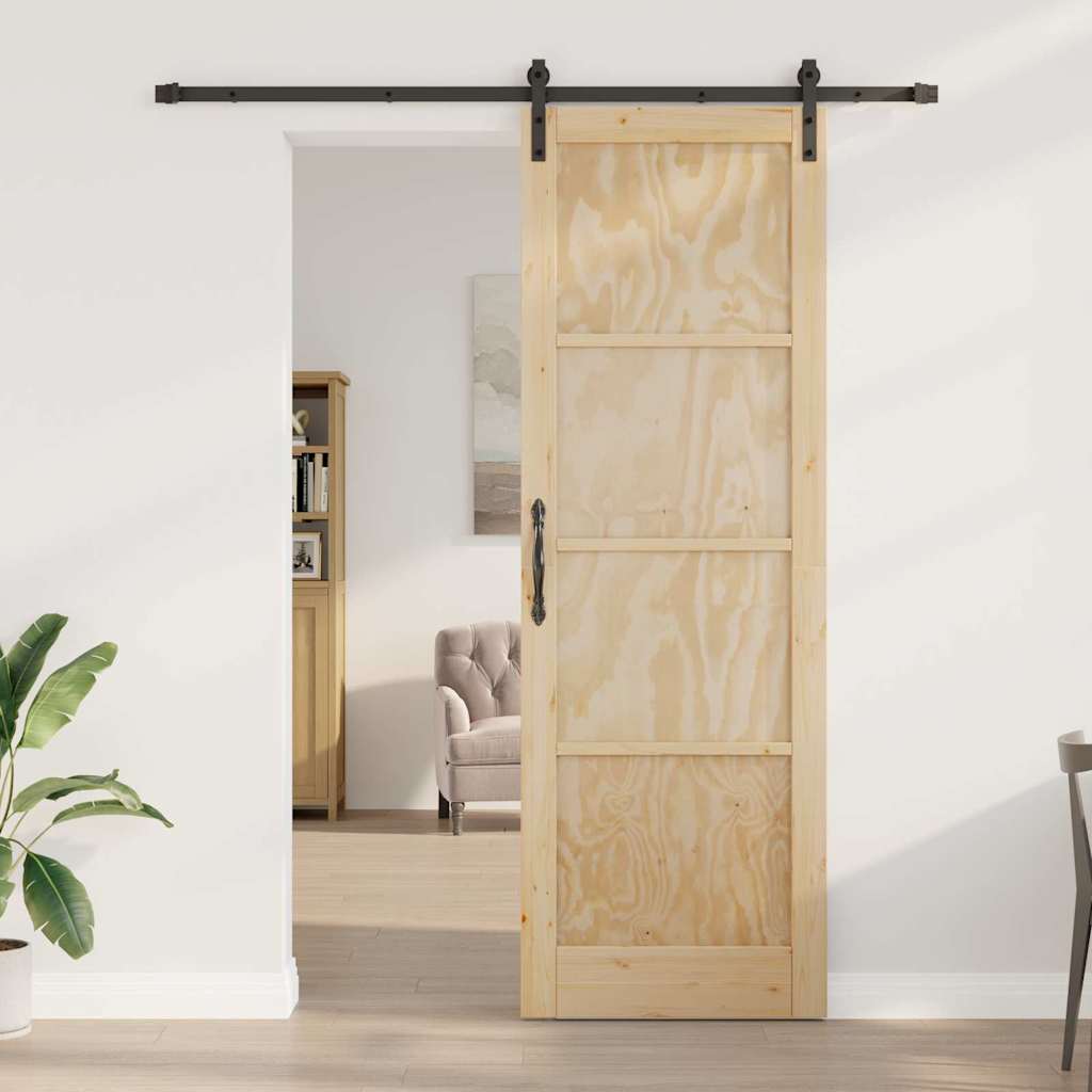 Sliding Door Manual Natural and black 78 x 232 cm